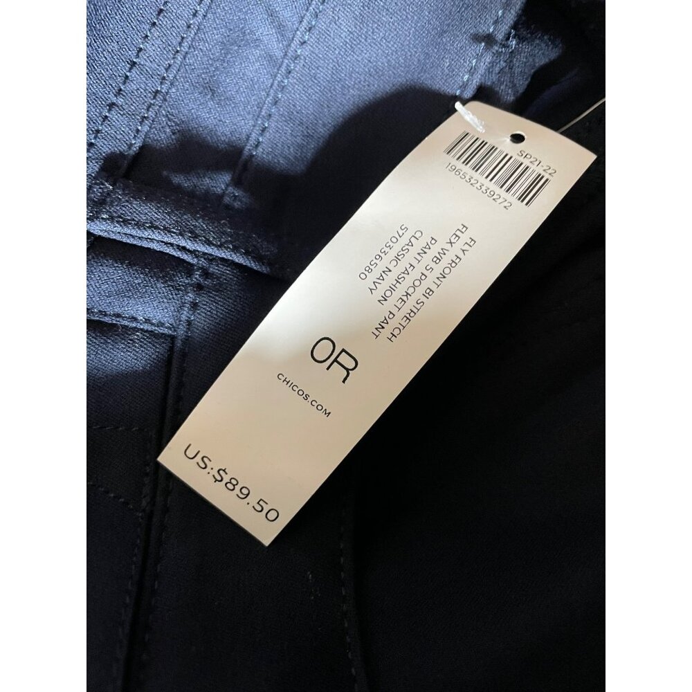Chico's Women's Size 4R Navy Blue Flex Waistband High Rise Trouser Pants - Picture 6 of 7
